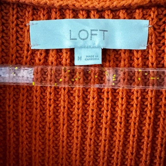 LOFT Vibrant Orange Women's Cardigan - Picture 4 of 6